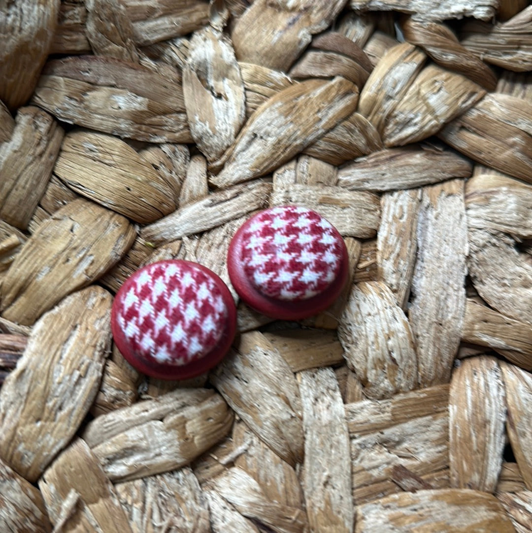 Red & White Houndstooth/ Red Vegan Leather